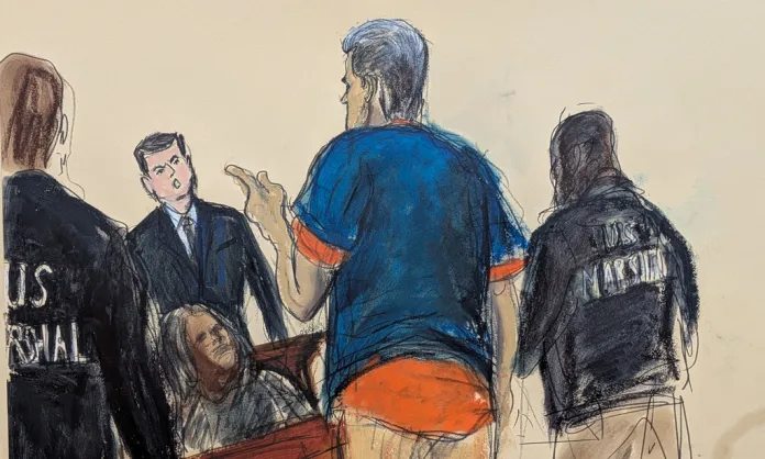 Courtroom sketch of former Venezuelan President Nicolas Maduro.