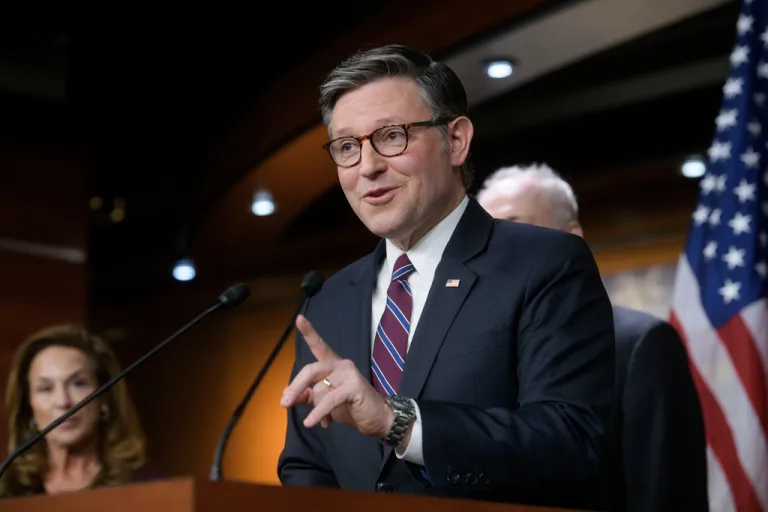 Speaker of the House Mike Johnson, R-La., speaks during a news conference at the Capitol, Wednesday, Jan. 7, 2026, in Washington. (AP Photo/Rod Lamkey, Jr.)