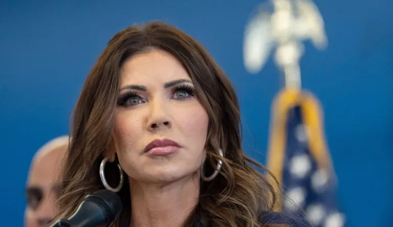 U.S. Homeland Security Secretary Kristi Noem speaks during a press conference, Thursday, Jan. 8, 2026, in New York. (AP Photo/Yuki Iwamura)