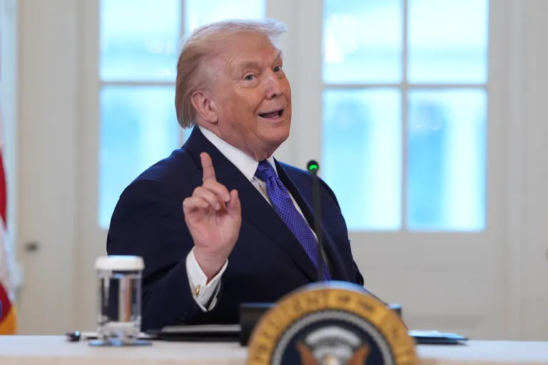 President Donald Trump talks.