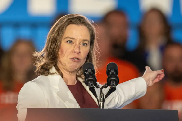 Wisconsin Lt. Gov. Sara Rodriguez speaks at a campaign event for Democratic presidential nominee Vice President Kamala Harris, Nov. 1, 2024, in Little Chute, Wis.