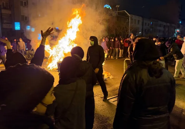 Iranians attend an anti-government protest in Tehran.
