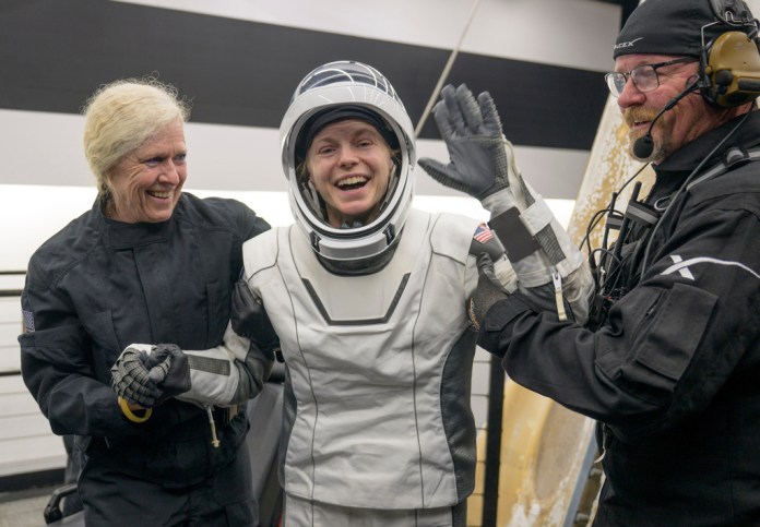 NASA astronaut Zena Cardman after landing from a trip to the international space station 