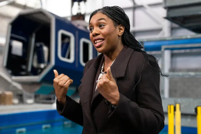 Kemi Badenoch speaks to the media in Scotland