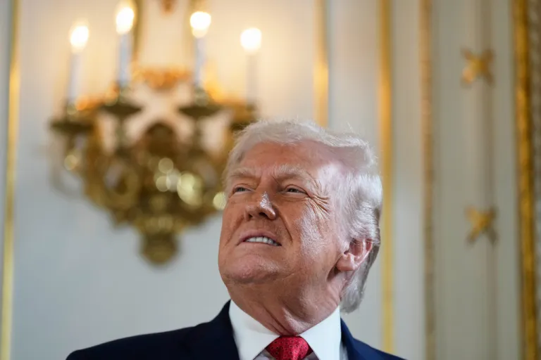 President Donald Trump arrives at a dedication ceremony for a portion of Southern Boulevard, which the Town of Palm Beach Council recently voted to rename,