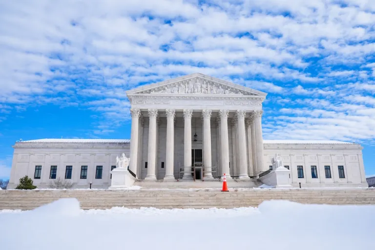 The Supreme Court after a snowstorm.