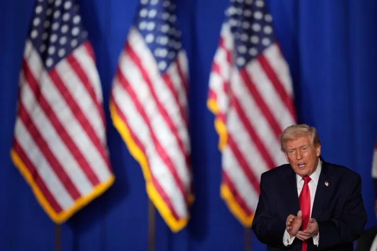 President Donald Trump speaks at a rally.