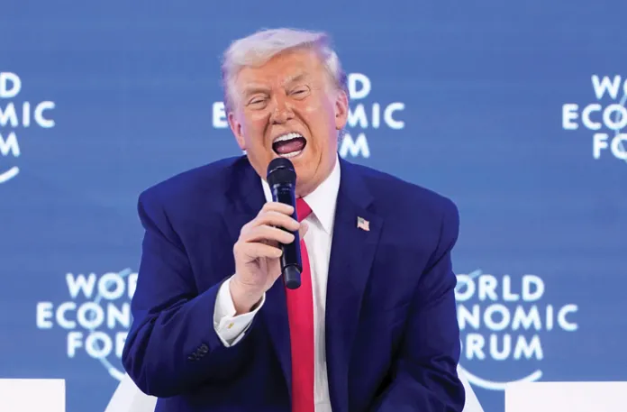 President Donald Trump speaks during the Annual Meeting of the World Economic Forum in Davos, Switzerland, Jan. 21, 2026. (Markus Schreiber/AP)