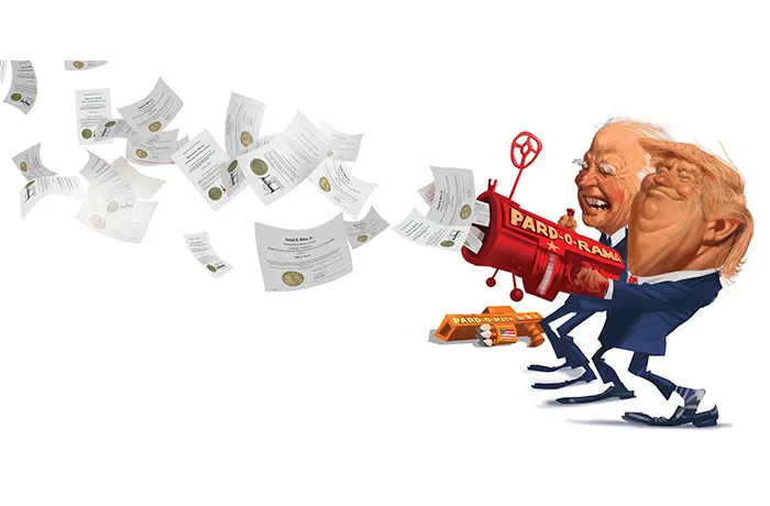 (Illustration by Thomas Fluharty for the Washington Examiner) Presidential pardons