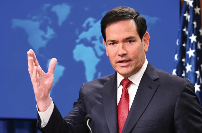 Secretary of State Marco Rubio at a press conference in Washington, D.C., Dec. 19, 2025. (Mandel NGAN/AFP/Getty)