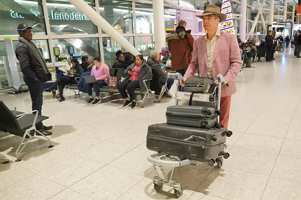 Nigel Farage arrives at Heathrow Airport, London, after taking part in the ITV series I'm A Celebrity Get Me Out Of Here! in Australia. Picture date: Wednesday December 13, 2023. 