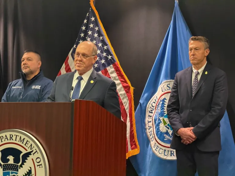 White House border czar Tom Homan (center), U.S. Immigration and Customs Enforcement's Enforcement and Removal Operations top official Marcos Charles (left), and U.S. Customs and Border Protection Commissioner Rodney Scott (right) (Anna Giaritelli/Washington Examiner)