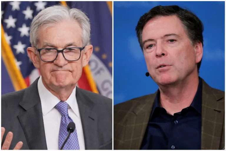 Fed Chair Jerome Powell and former FBI Director James Comey.