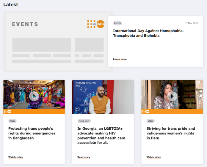 A screenshot of the UNFPA's website.