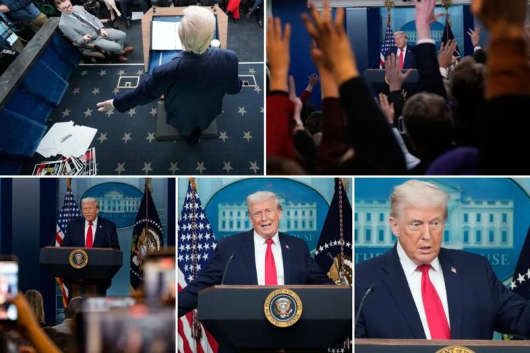 Trump Jan. 20, 2026, press conference collage