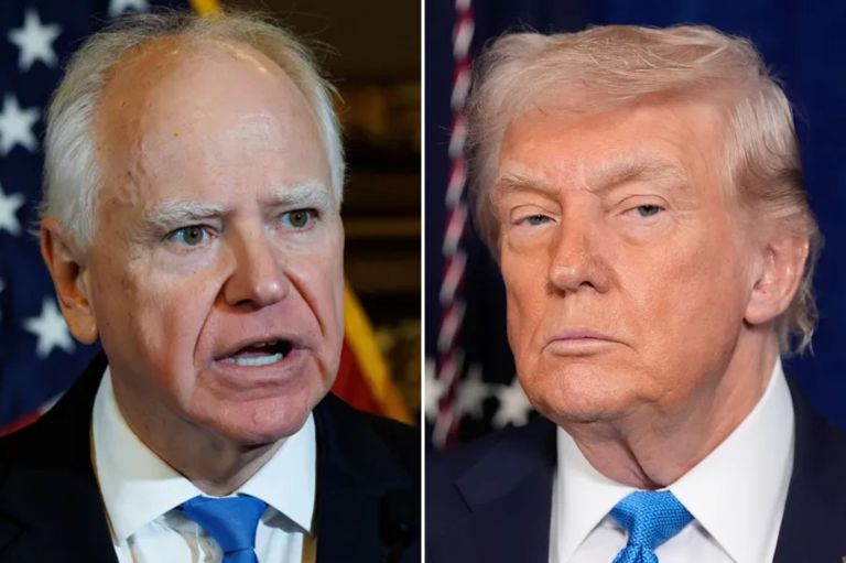 Tim Walz and Donald Trump