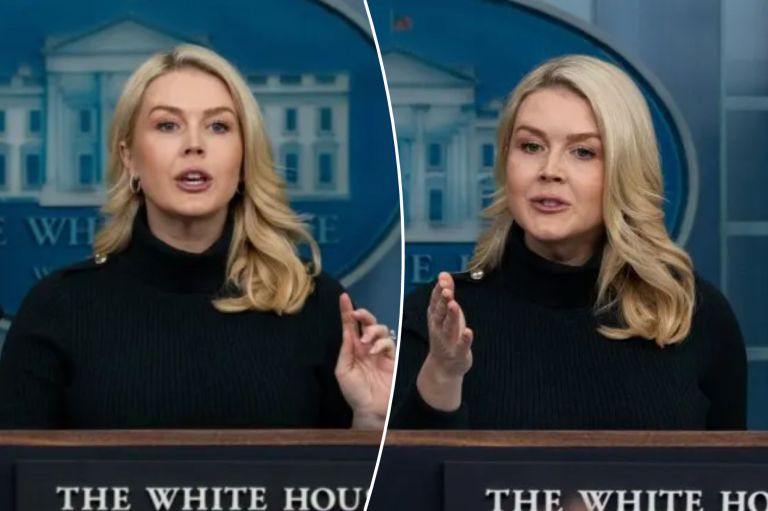 White House press secretary Karoline Leavitt speaks with reporters in the James Brady Press Briefing Room at the White House.