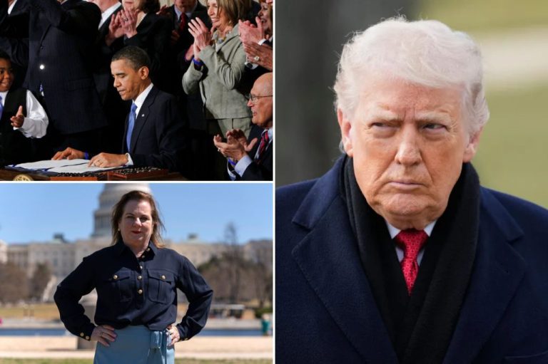 Former President Barack Obama, top left, President Donald Trump, right, and SBA Pro-Life America President Marjorie Dannenfelser, bottom left.