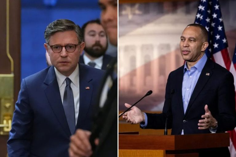 Speaker Mike Johnson (R-LA) and Minority Leader Hakeem Jeffries (D-NY)