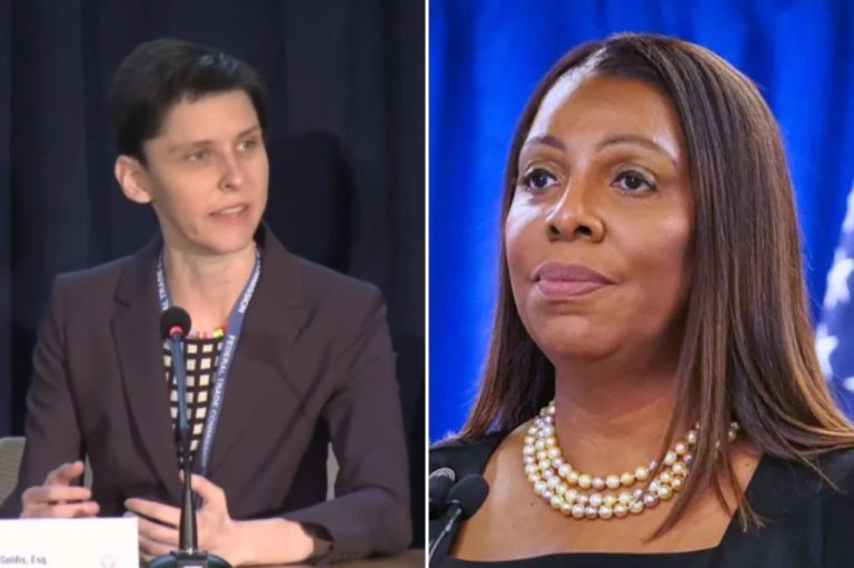 Glenna Goldis (left) and New York Attorney General Letitia James (right).