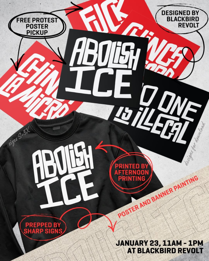 “Abolish ICE” merchandise from Blackbird Revolt
