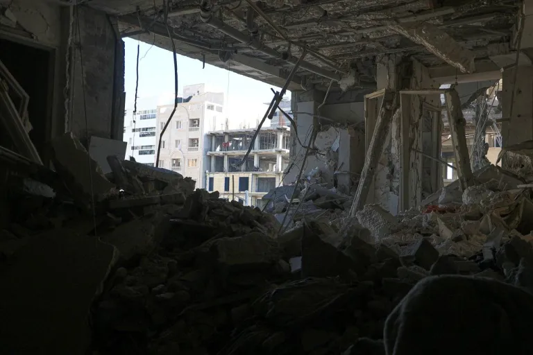 Wreckage from a building explosion in Iran.