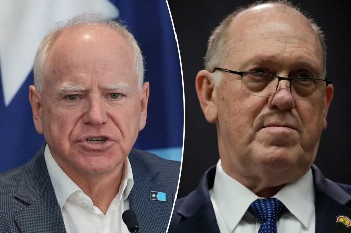 Gov. Tim Walz (D-MN) on the left, White House border czar Tom Homan on the right.