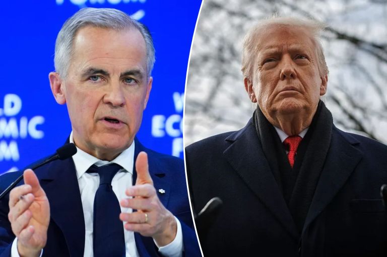 Collage of President Donald Trump and Canadian Prime Minister Mark Carney