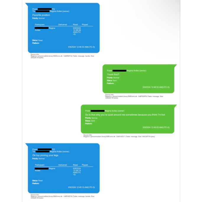 Text messages allegedly between Rep. Tony Gonzales (R-TX) and a late staffer.