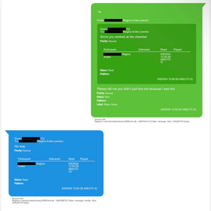 Text messages allegedly between Rep. Tony Gonzales (R-TX) and a late staffer.