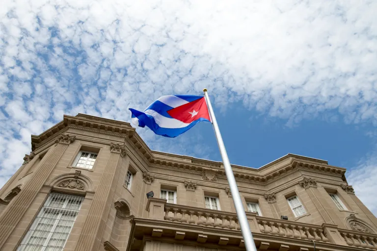 Exterior view of the Cuban embassy in Washington