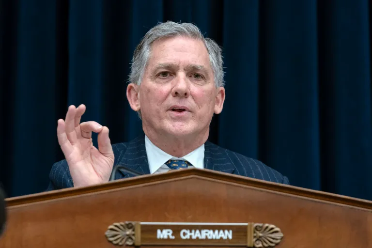 Rep. French Hill, R-Ark., Chairman of the House Financial Services Committee, speaks during a hearing on the Semi-Annual Monetary Policy Report, on Capitol Hill in Washington, Wednesday, Feb. 12, 2025.