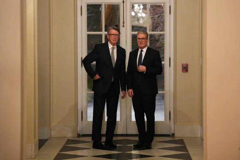 British Prime Minister Keir Starmer and Britain's ambassador to the United States Peter Mandelson.