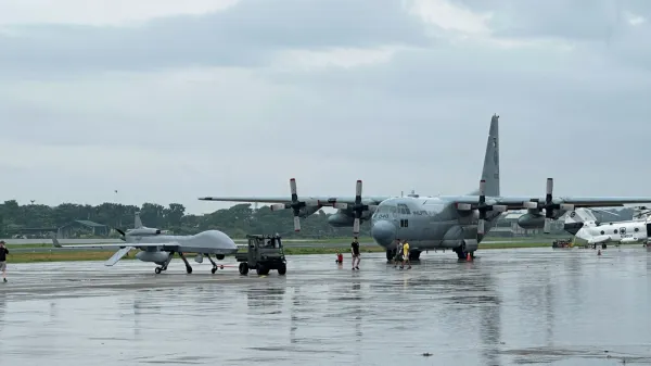 US military plane hits road barrier during Philippine training, injuring five personnel