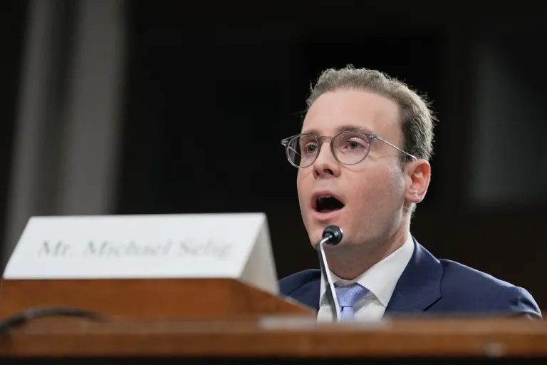 Michael Selig testifies during his confirmation hearing to the Senate Agriculture Committee, to become Chairman and Commissioner of the Commodity Futures Trading Commission on Capitol Hill, Wednesday, Nov. 19, 2025, in Washington.