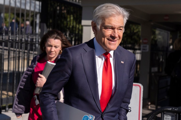 Dr. Mehmet Oz, administrator of the Centers for Medicare & Medicaid Services, leaves the White House campus, Thursday, Jan. 15, 2026, in Washington