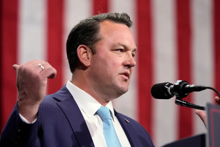 Georgia Lt. Gov. Burt Jones speaks at a campaign event.