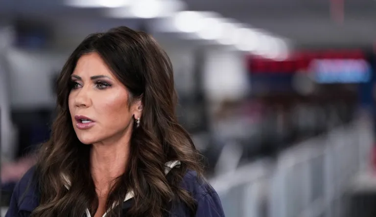 Homeland Security Secretary Kristi Noem speaks during a news conference at Federal Emergency Management Agency headquarters, Saturday, Jan. 24, 2026, in Washington. (AP Photo/Julia Demaree Nikhinson)