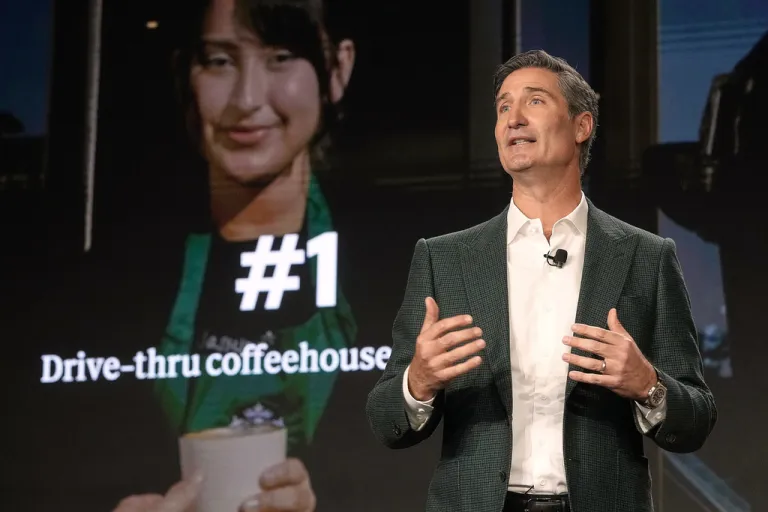 Starbucks Chairman and CEO Brian Niccol speaks during the Starbucks Investor Day event, in New York, Thursday, Jan. 29, 2026.