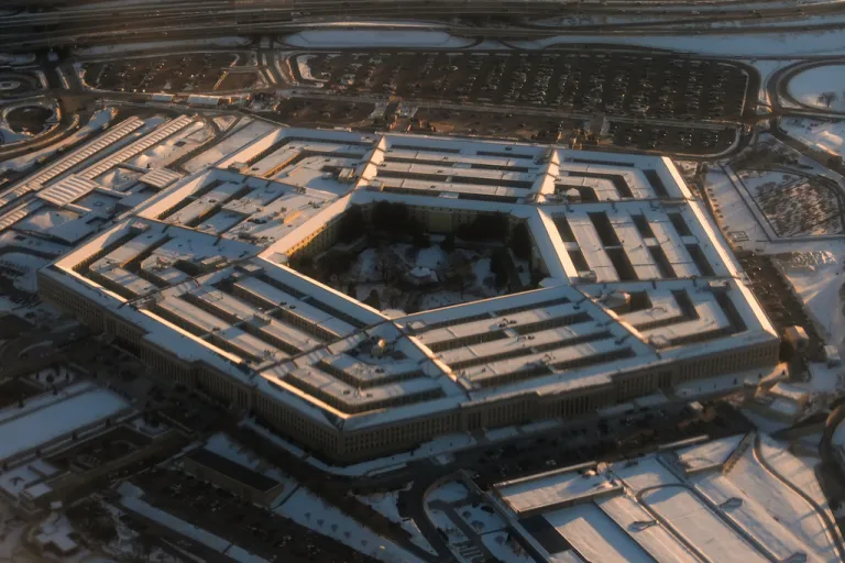 The Pentagon is seen from an airplane, Monday, Feb. 2, 2026, in Washington. (AP Photo/Julia Demaree Nikhinson)