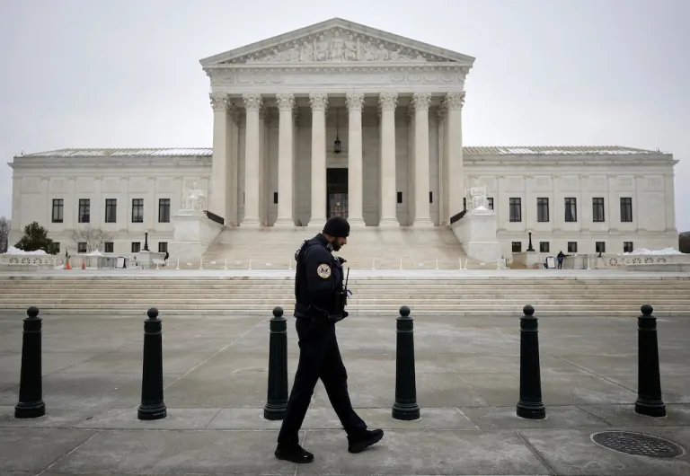 The Supreme Court is photographed, Friday, Feb. 6, 2026, in Washington. (AP Photo/Rahmat Gul)