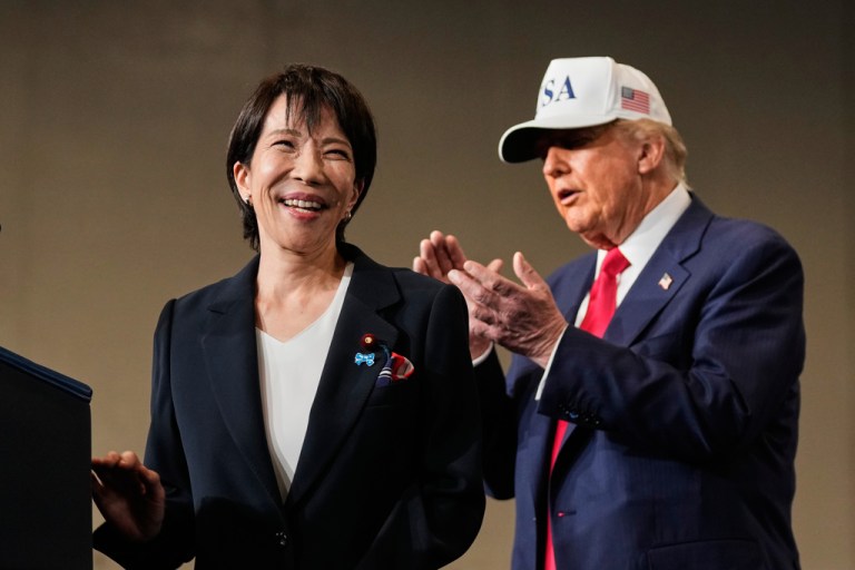 Japanese Prime Minister Sanae Takaichi with President Donald Trump.