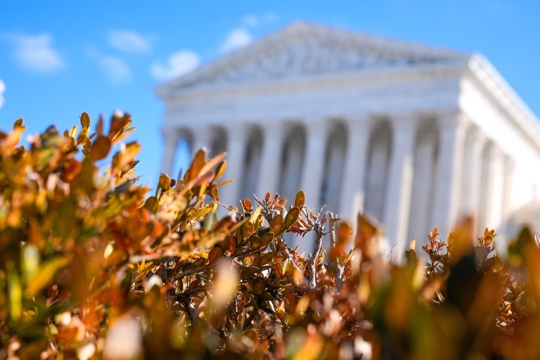 The U.S. Supreme Court is seen Friday, Feb. 13, 2026, in Washington. (AP Photo/Mariam Zuhaib)