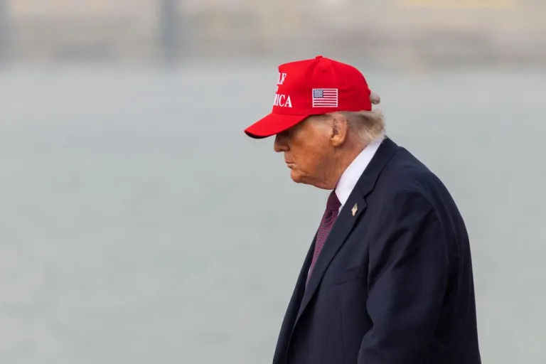 President Donald Trump leaves the stage after speaking at the Port of Corpus Christi in Corpus Christi, Texas, Friday, Feb. 27, 2026.