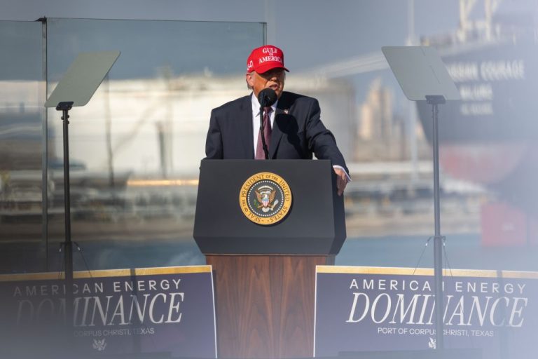 President Donald Trump speaks at the Port of Corpus Christi.