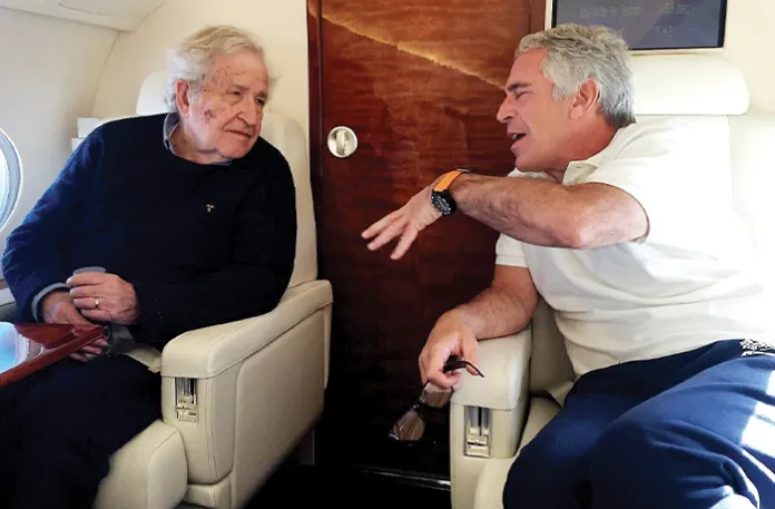 Noam Chomsky with Jeffrey Epstein on the latter’s private jet. (House Oversight Democrats)
