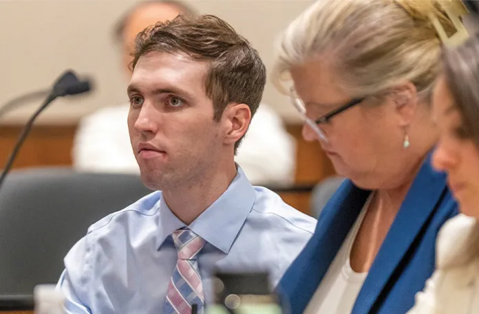 Tyler Robinson, who is accused of murdering Charlie Kirk, during a court hearing in Provo, Utah, Dec. 11, 2025.