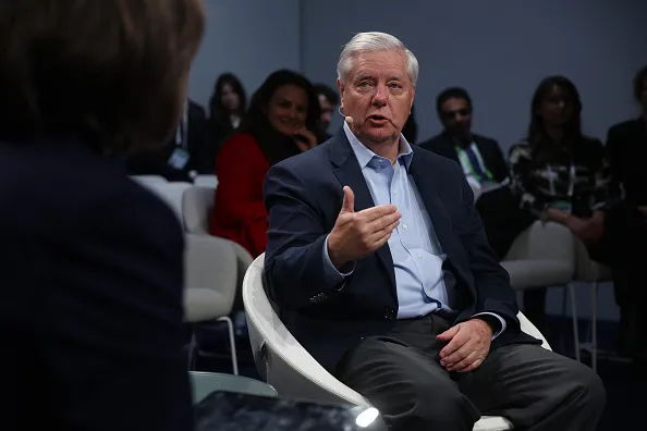 U.S. Senator Lindsey Graham speaks with Christiane Amanpour at a Townhall panel on the future of Iran at the 62nd Munich Security Conference on February 13, 2026 in Munich, Germany. The conference, which brings together government leaders, security experts and defence ministers, is taking place at a time when the traditional western political and military alliance is facing rupture due to the policies of U.S. President Donald Trump.