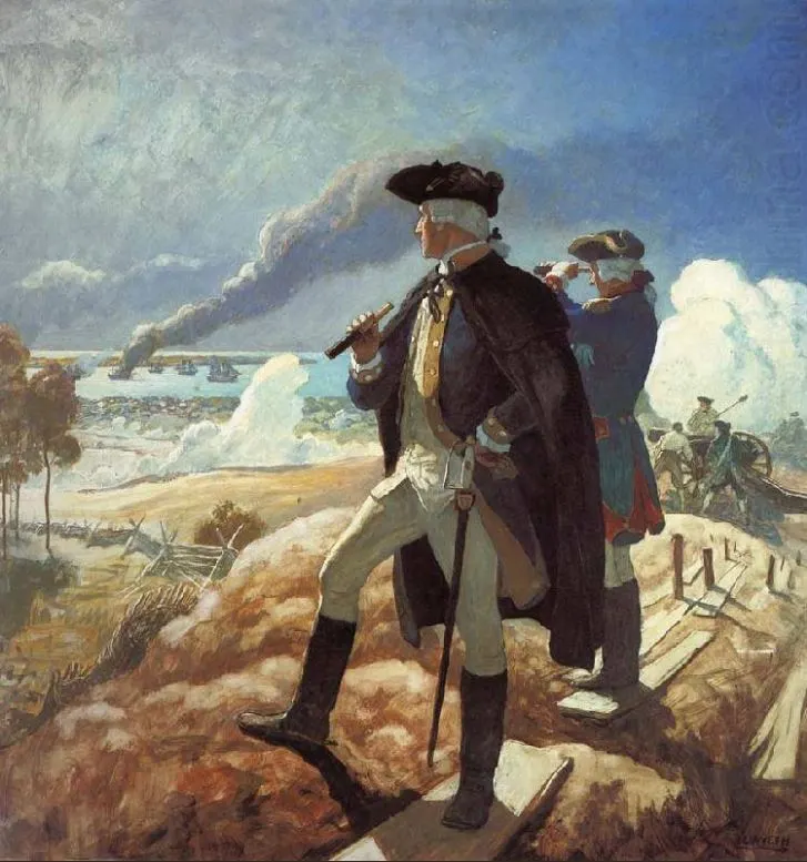 Washington's ready for a surprise maneuver on Dorchester Heights. (photo public domain)