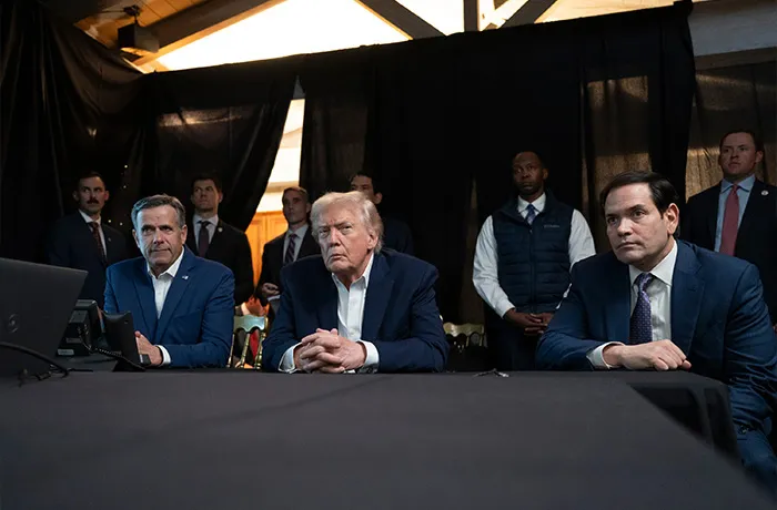 CIA Director John Ratcliffe, President Donald Trump, and Secretary of State Marco Rubio on Jan. 3. (Molly Riley/The White House via AP)